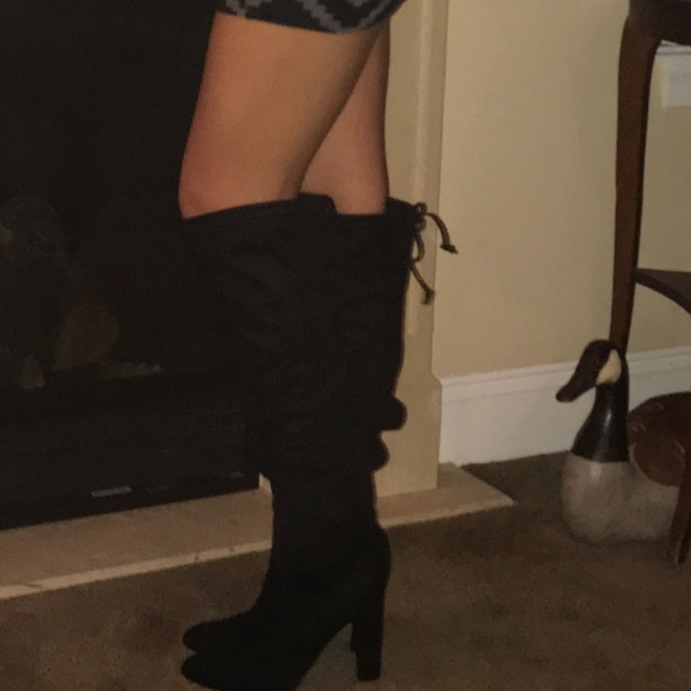 Over the knee black boots